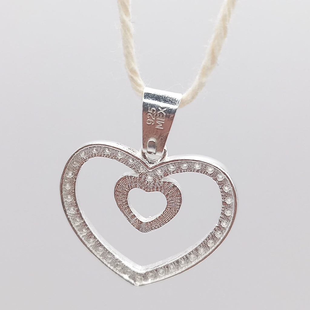 DIJE CORAZON C/CIRCONIAS PLATA .925 2.7 GR (NUEVO)