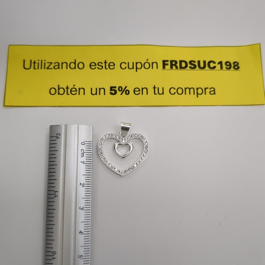 DIJE CORAZON C/CIRCONIAS PLATA .925 2.7 GR (NUEVO)