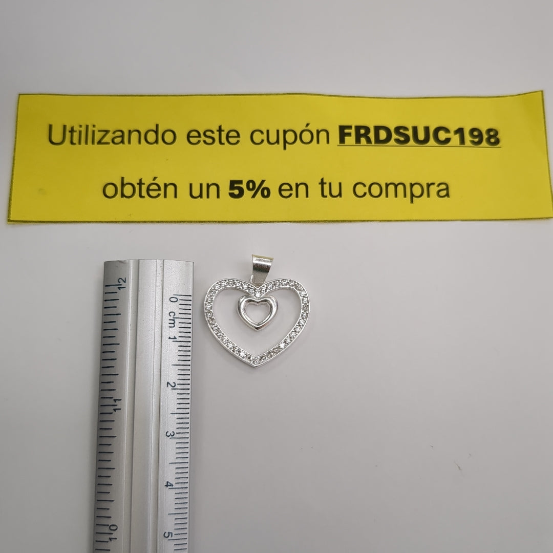 DIJE CORAZON C/CIRCONIAS PLATA .925 2.7 GR (NUEVO)