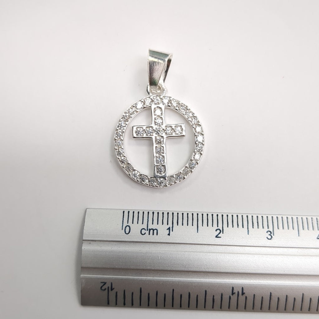 DIJE CRUZ C/CIRCONIAS PLATA .925 2.5 GR (NUEVO)