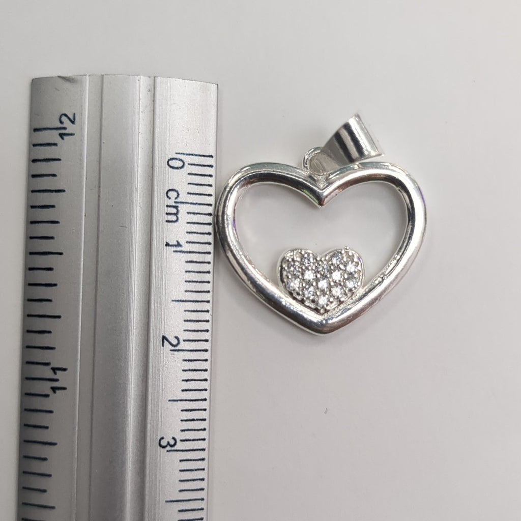 DIJE CORAZON C/CIRCONIAS PLATA .925 2.8 GR (NUEVO)
