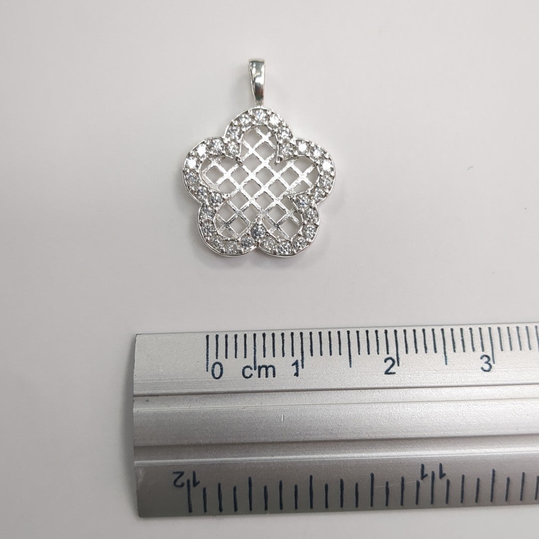DIJE FLOR CON CIRCONIAS PLATA .925 1.7 GR (NUEVO)