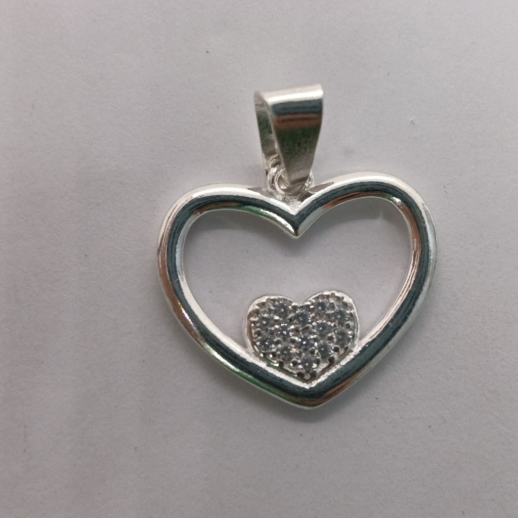 DIJE CORAZON C/CIRCONIAS PLATA .925 2.6 GR (NUEVO)