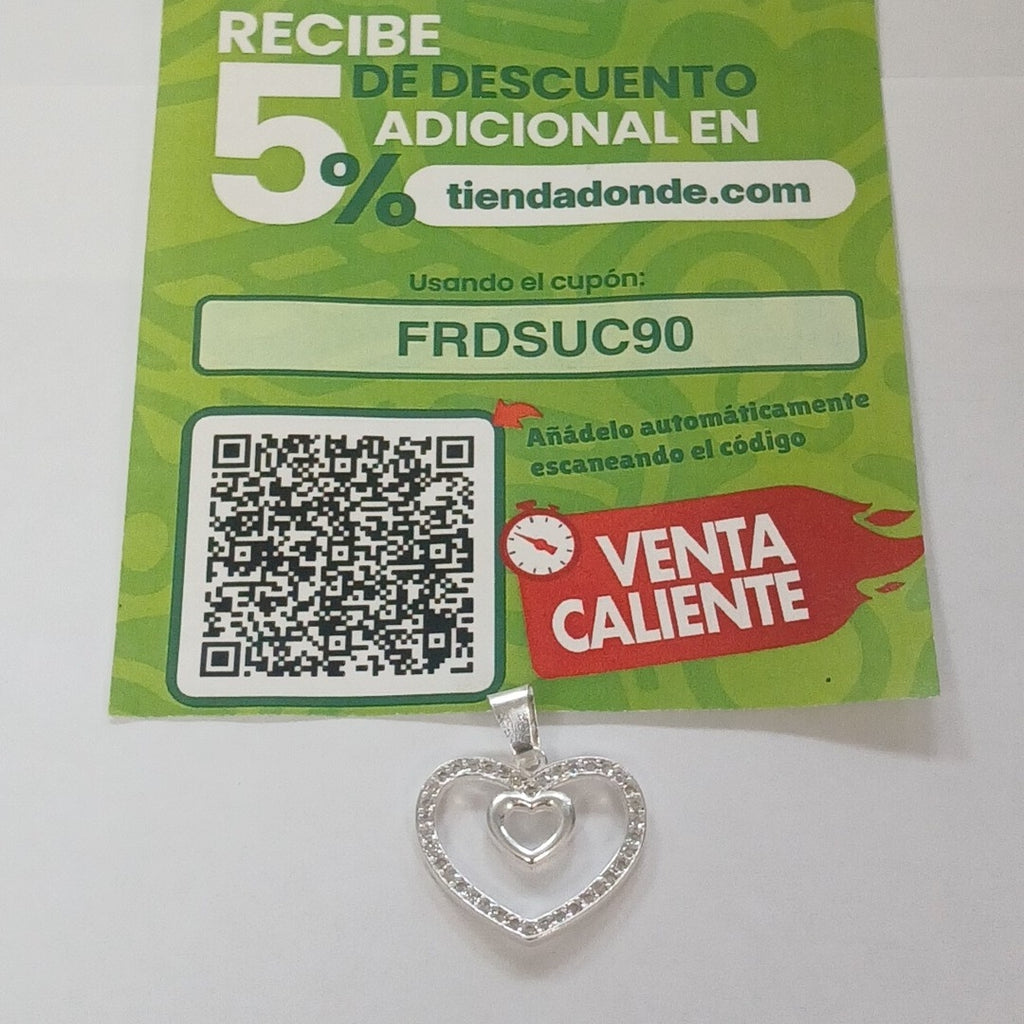 DIJE CORAZON C/CIRCONIAS PLATA .925 2.7 GR (NUEVO)