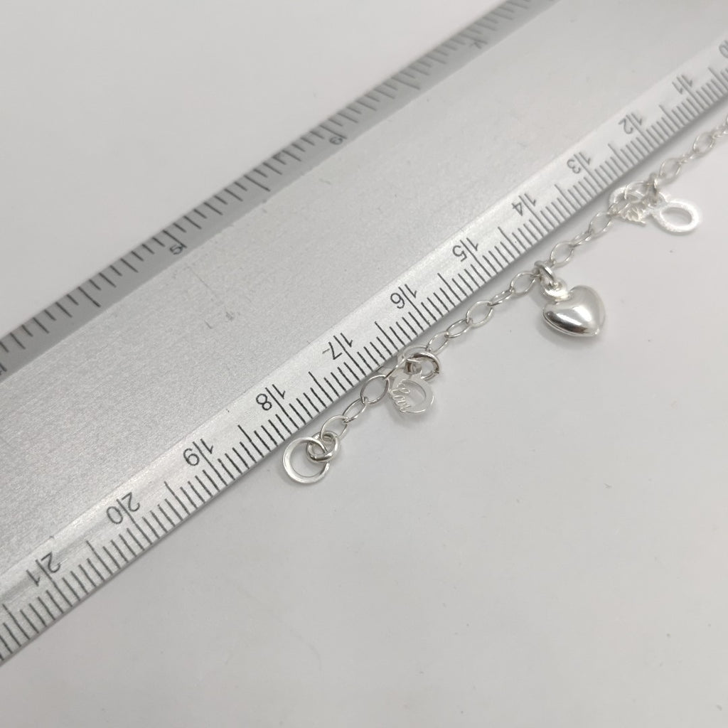 PULSERA CON DIJES CORAZON INFINITO PLATA .925 18 CM 3.12 GR (NUEVO)