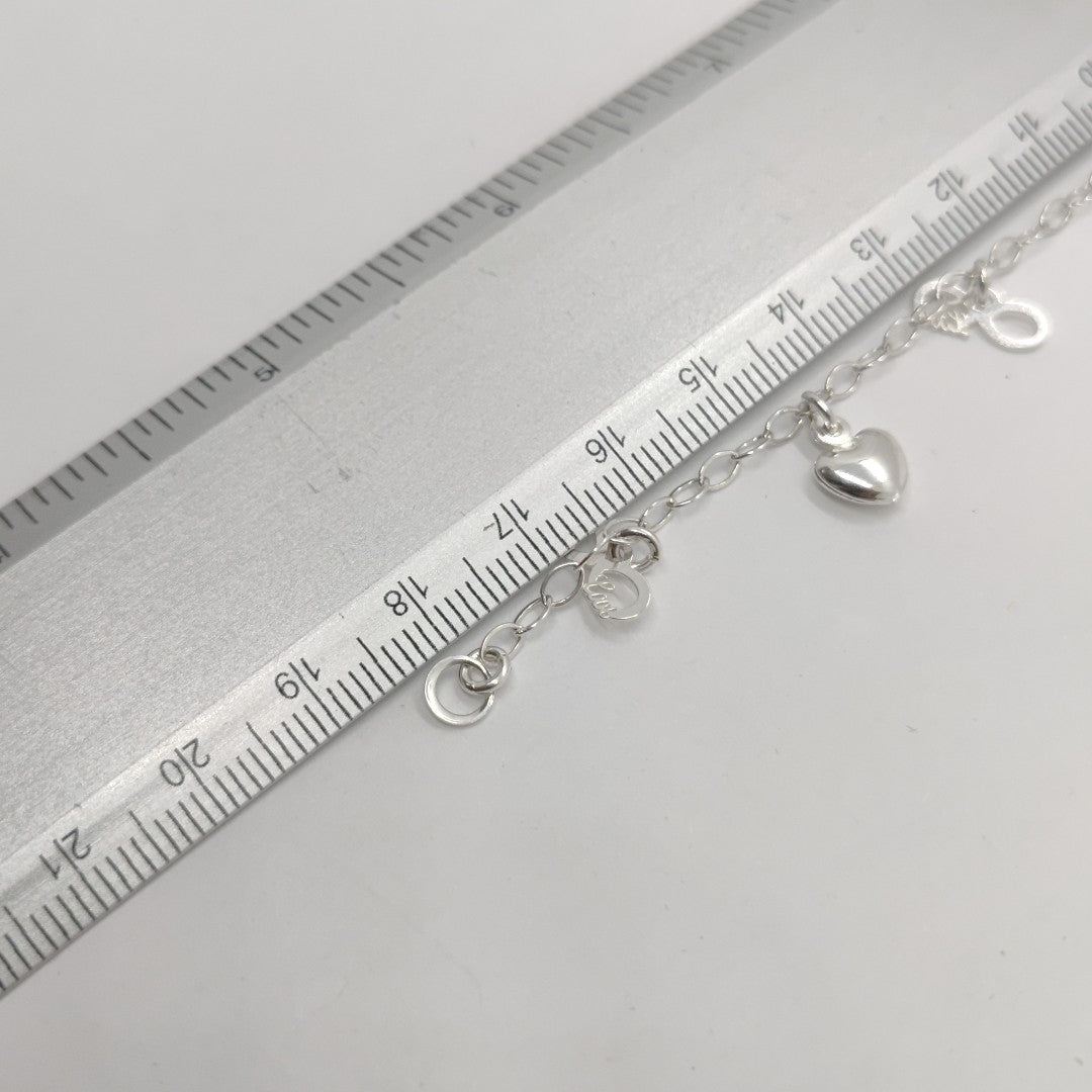 PULSERA CON DIJES CORAZON INFINITO PLATA .925 18 CM 3.12 GR (NUEVO)