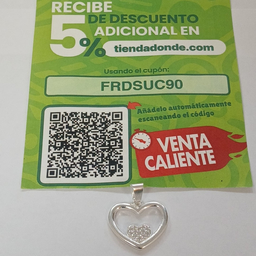 DIJE CORAZON C/CIRCONIAS PLATA .925 2.7 GR (NUEVO)