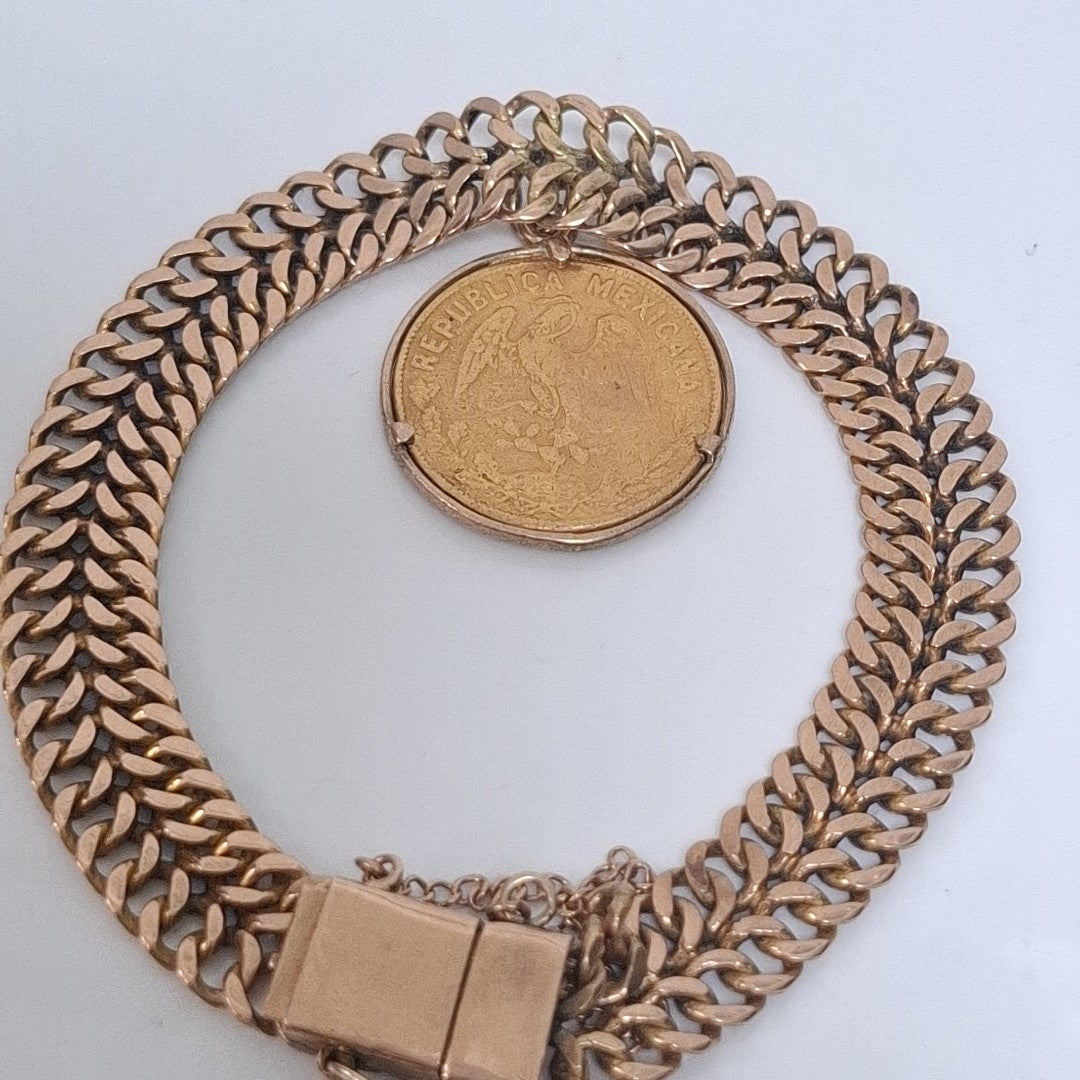 MEDALLA CONMEMORATIVA, PULSERA ORO 14 K 29.9 GRMS (SEMINUEVO)
