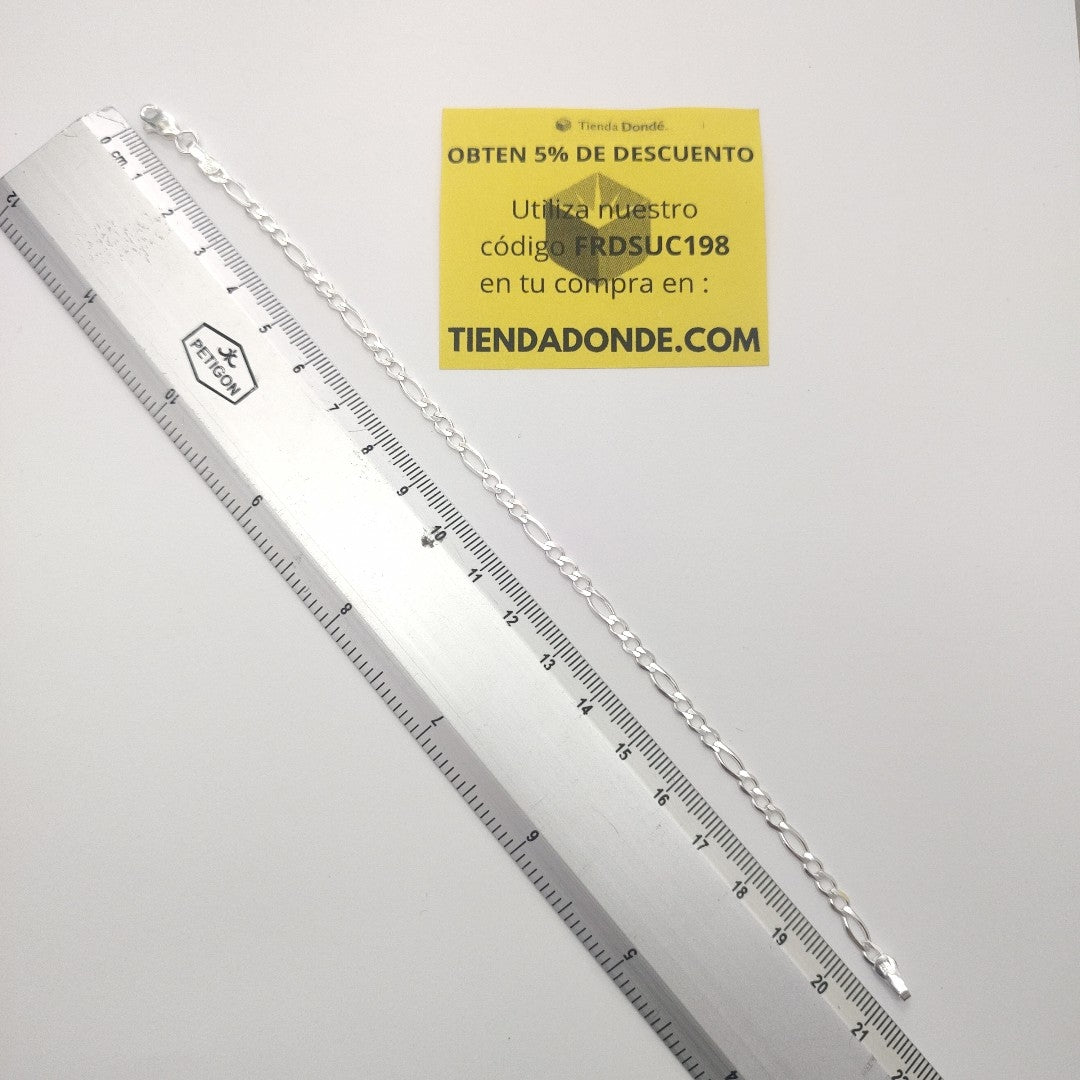 PULSERA TEJIDO 3X1 PLATA .925 21 CM 3.2 GR (NUEVO)