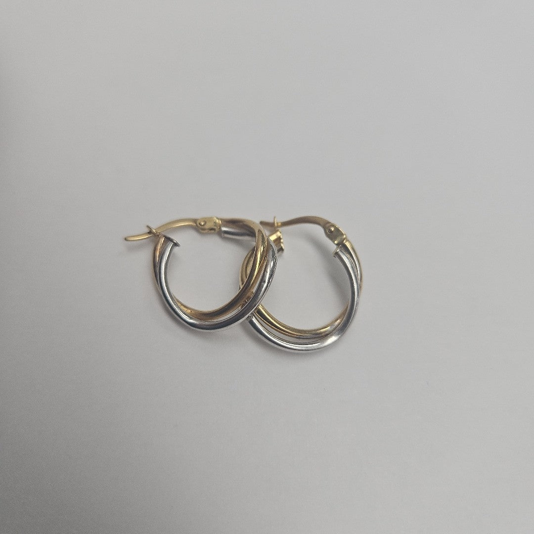 ARRACADAS PAR ORO COMBINADO 14 K 1.4 GRMS (SEMINUEVO)