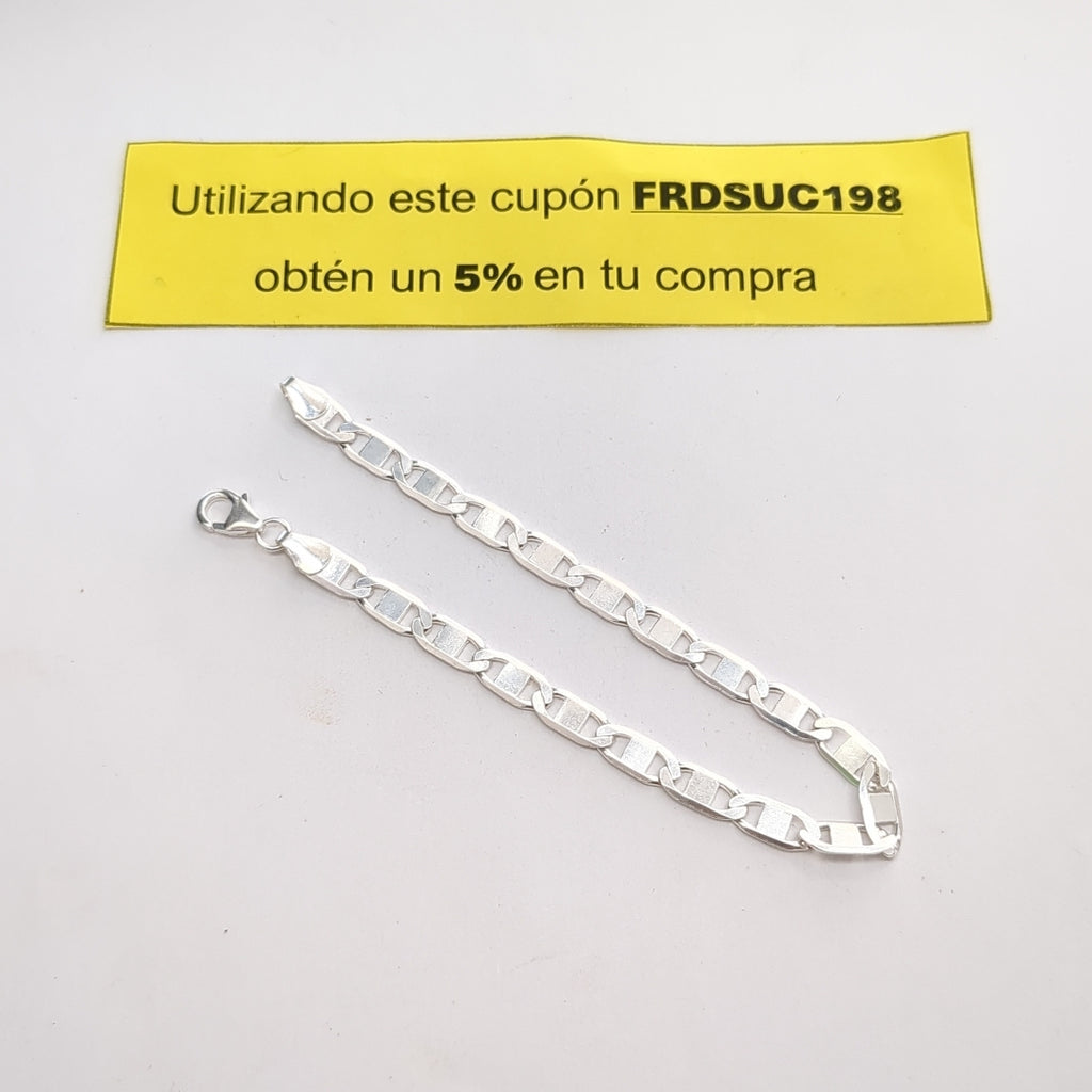 PULSERA TEJIDO ESPEJO PLATA .925 21 CM 7.7 GR (NUEVO)