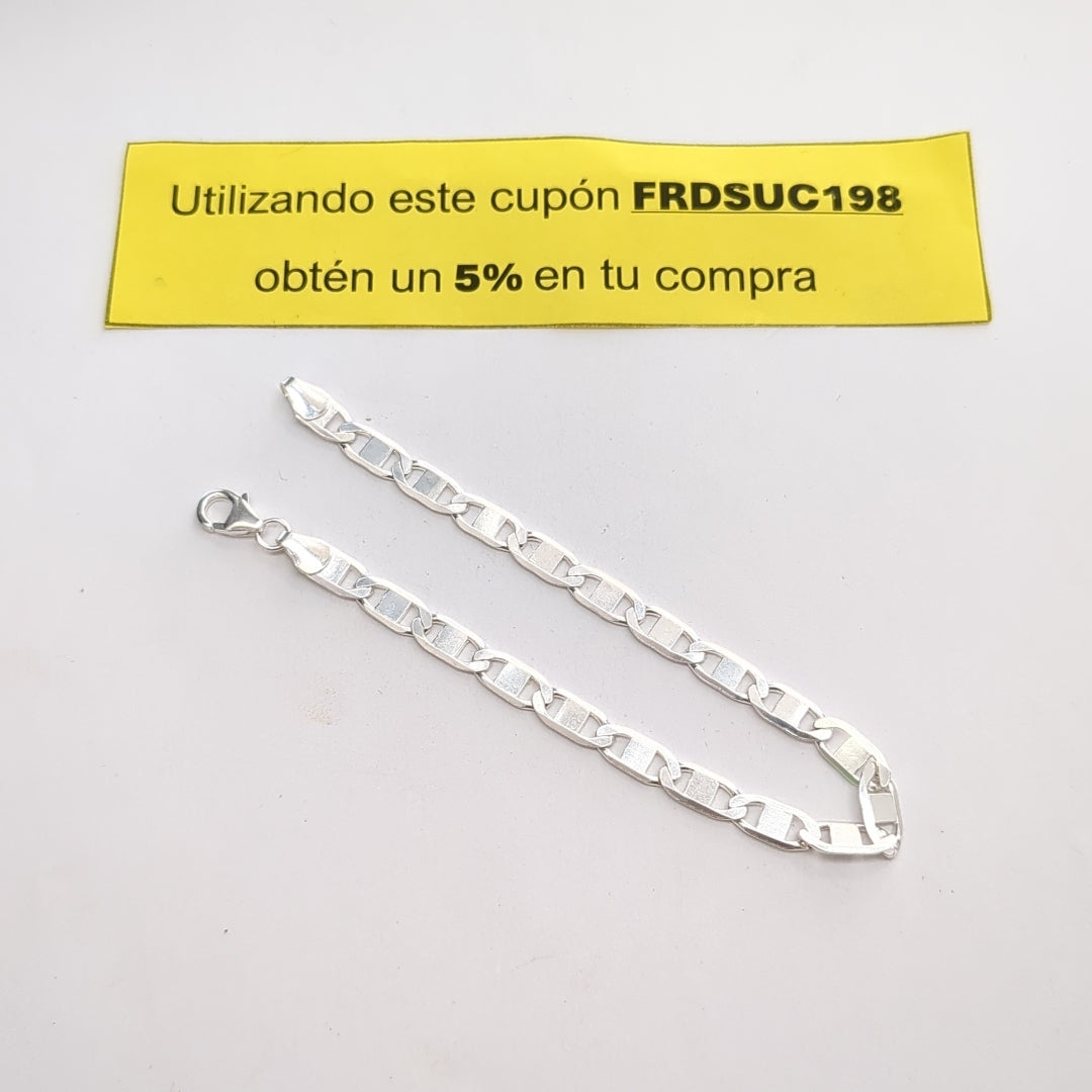 PULSERA TEJIDO ESPEJO PLATA .925 21 CM 7.7 GR (NUEVO)