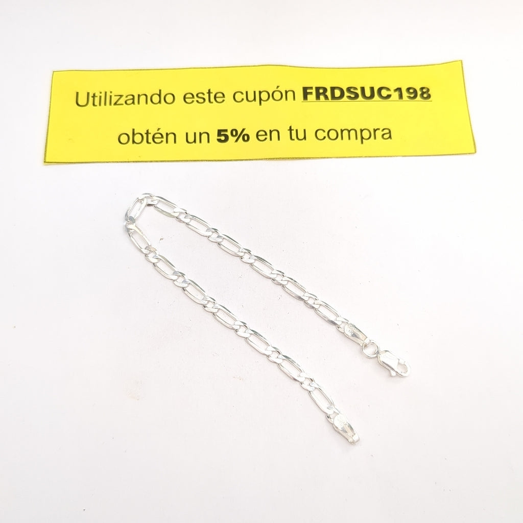 PULSERA TEJIDO 1X1 PLATA .925 18 CM 3.5 GR (NUEVO)