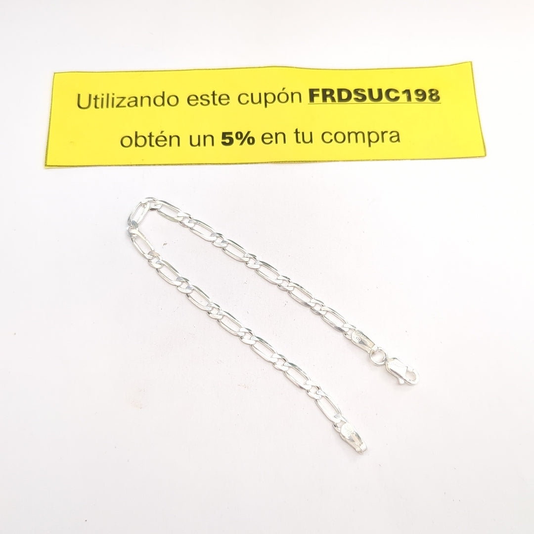 PULSERA TEJIDO 1X1 PLATA .925 18 CM 3.5 GR (NUEVO)
