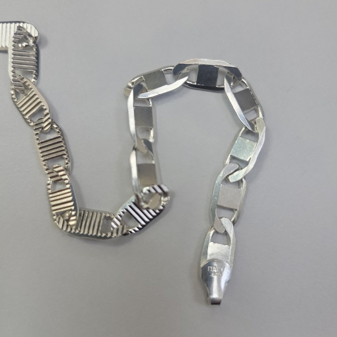 PULSERA TEJIDO ESPEJO PLATA .925 21 CM 7.5 GR (NUEVO)