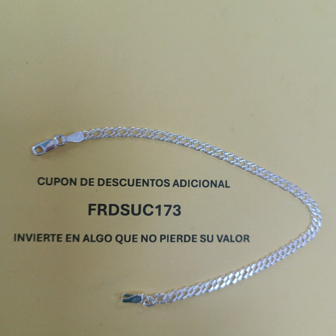 PULSERA DOBLE ESLABON PLATA .925 18 CM 3.53 GR (NUEVO)