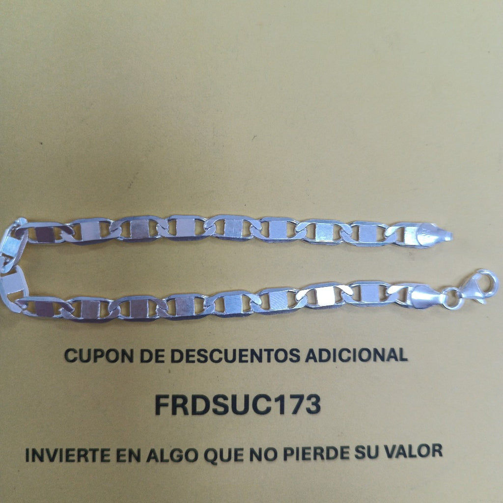 PULSERA TEJIDO ESPEJO PLATA .925 21 CM 8 GR (NUEVO)