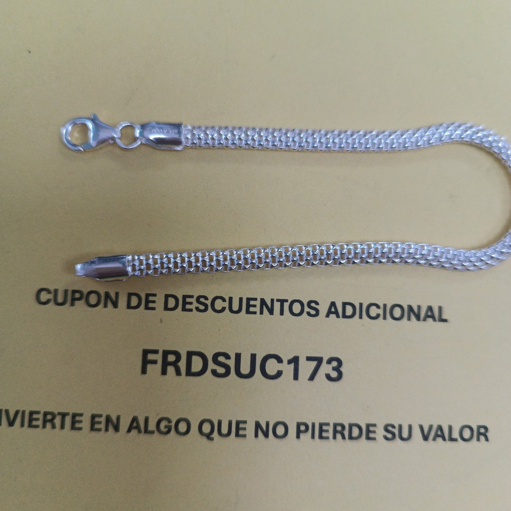 PULSERA TEJIDO ESPECIAL PLATA .925 18 CM 4.9 GR (NUEVO)