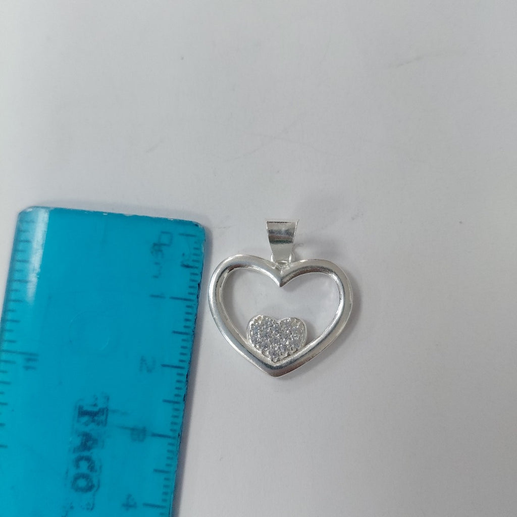 DIJE CORAZON C/CIRCONIAS PLATA .925 2.7 GR (NUEVO)