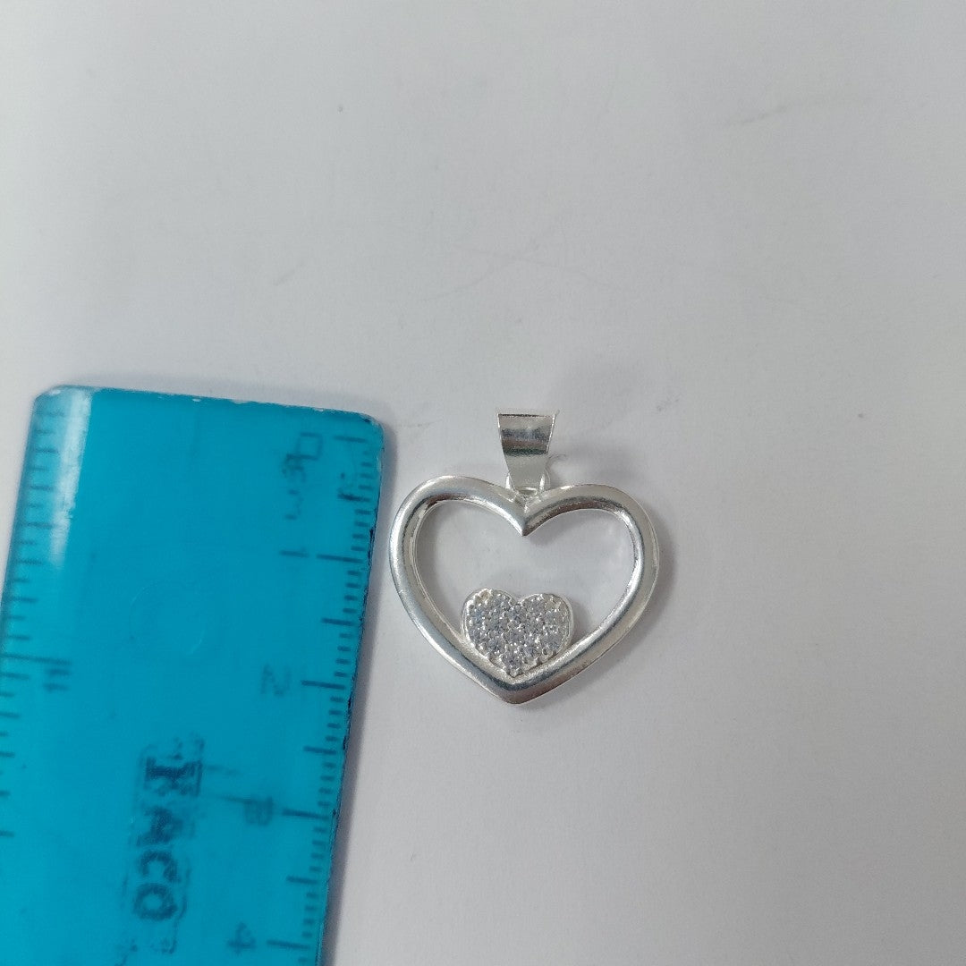DIJE CORAZON C/CIRCONIAS PLATA .925 2.7 GR (NUEVO)