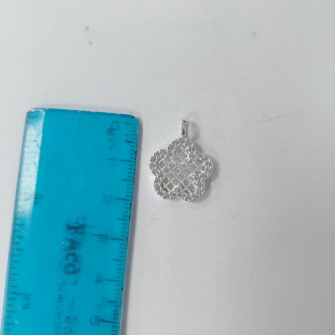 DIJE FLOR CON CIRCONIAS PLATA .925 1.7 GR (NUEVO)