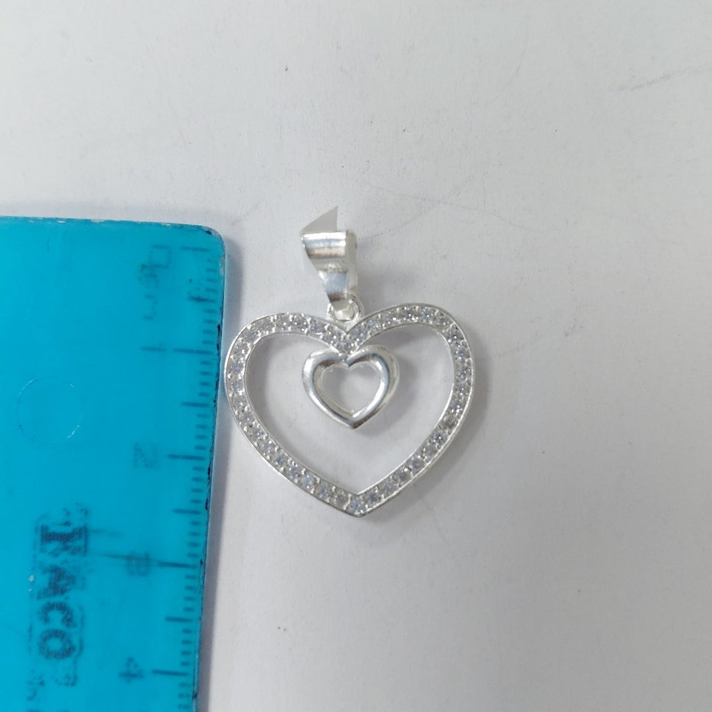 DIJE CORAZON C/CIRCONIAS PLATA .925 2.7 GR (NUEVO)