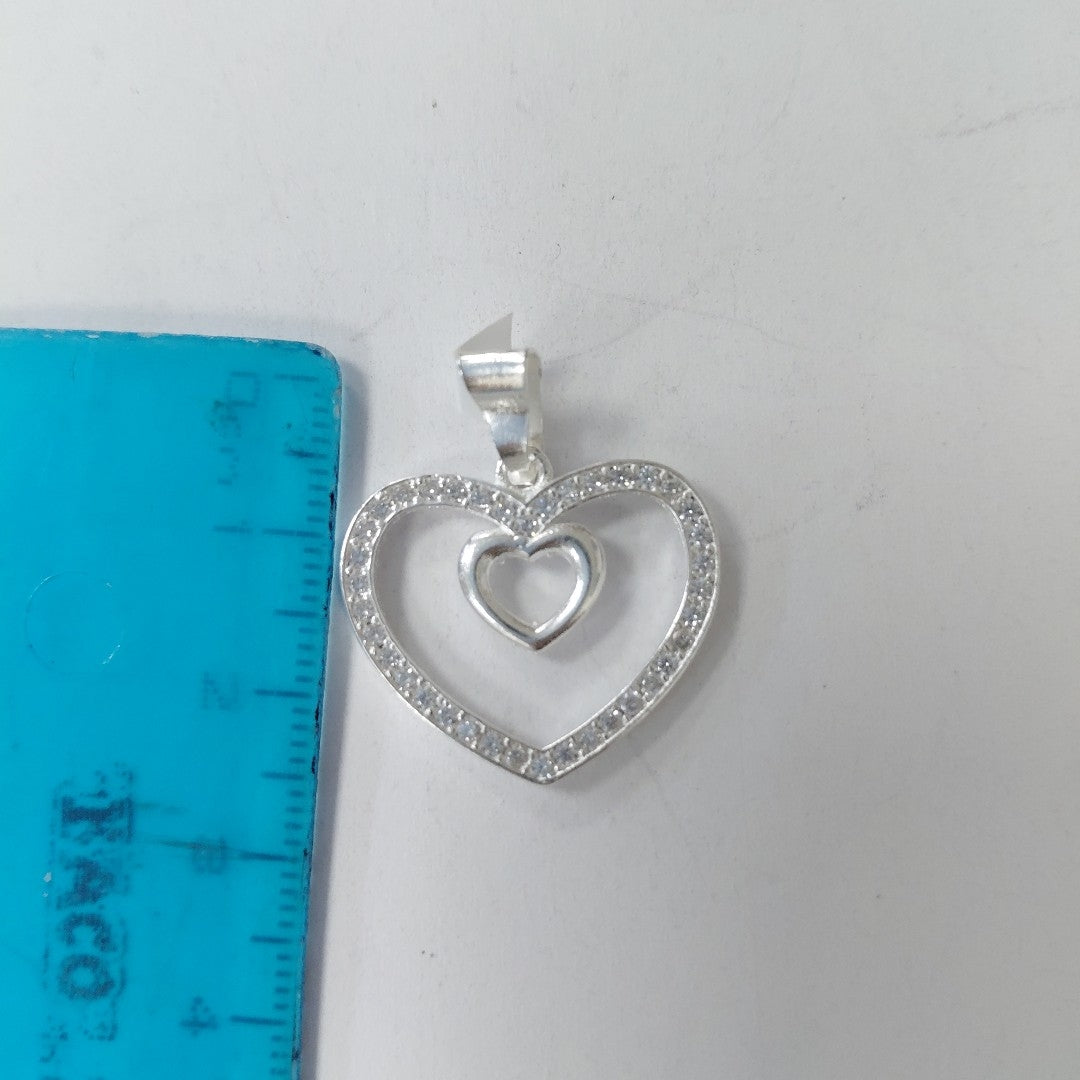 DIJE CORAZON C/CIRCONIAS PLATA .925 2.7 GR (NUEVO)