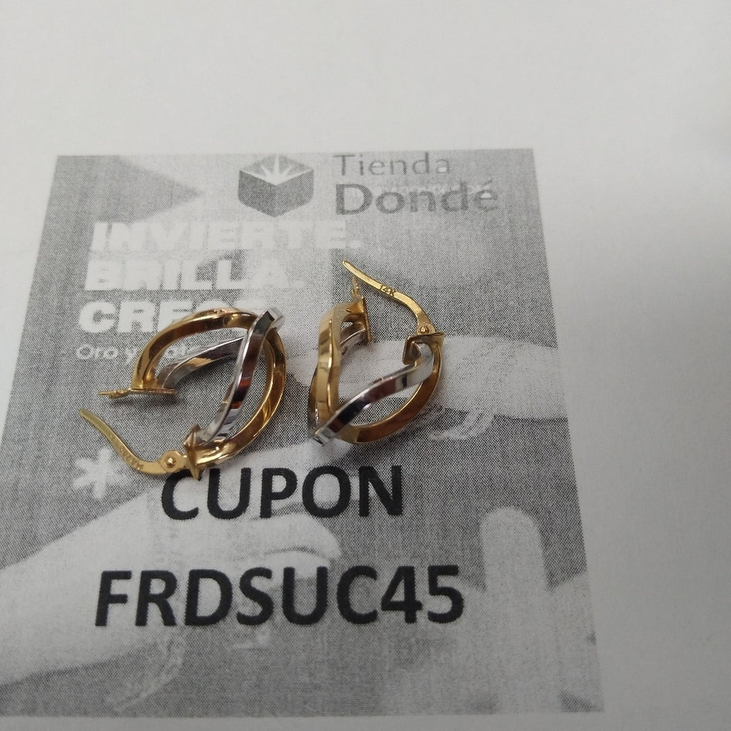 ARETES PAR ORO COMBINADO 14 K 1,90 GRMS (SEMINUEVO)