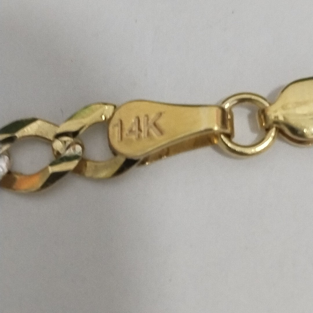 PULSERAS BARBADA DIAMANTADA ORO 14K 18 CM 4 GR (NUEVO)