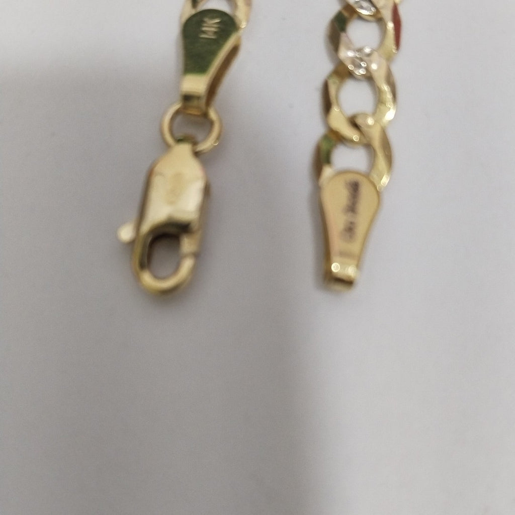 PULSERAS TEJIDO BARBADA DIAMANTADA ORO 14K 21 CM 4.9 GR (NUEVO)