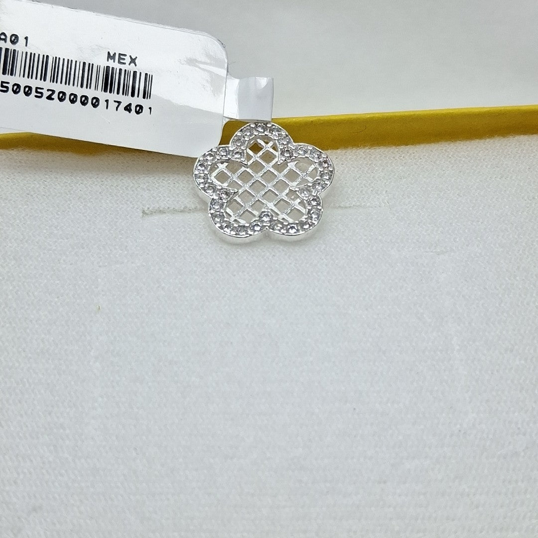 DIJE FLOR CON CIRCONIAS PLATA .925 1.7 GR (NUEVO)