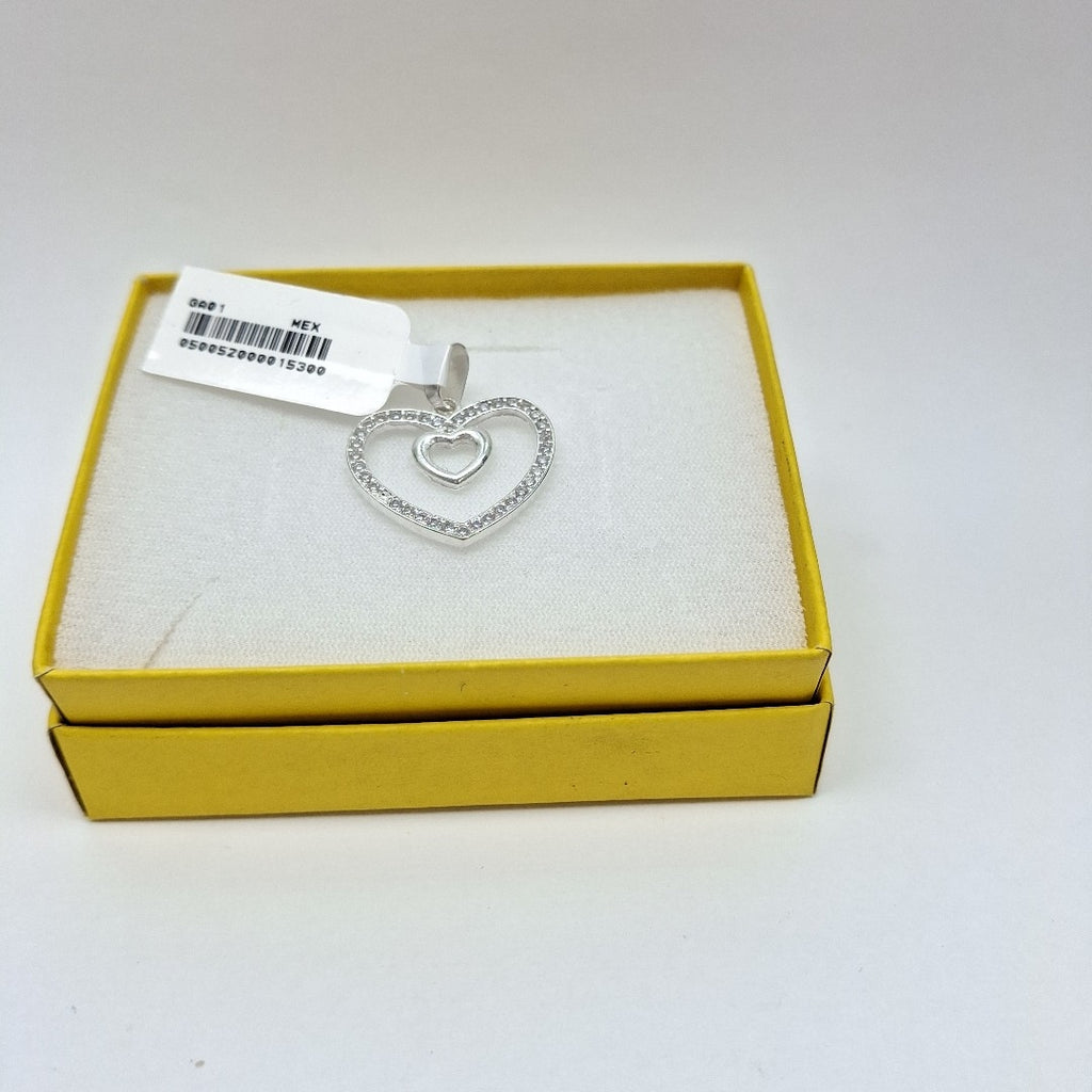 DIJE CORAZON C/CIRCONIAS PLATA .925 2.7 GR (NUEVO)