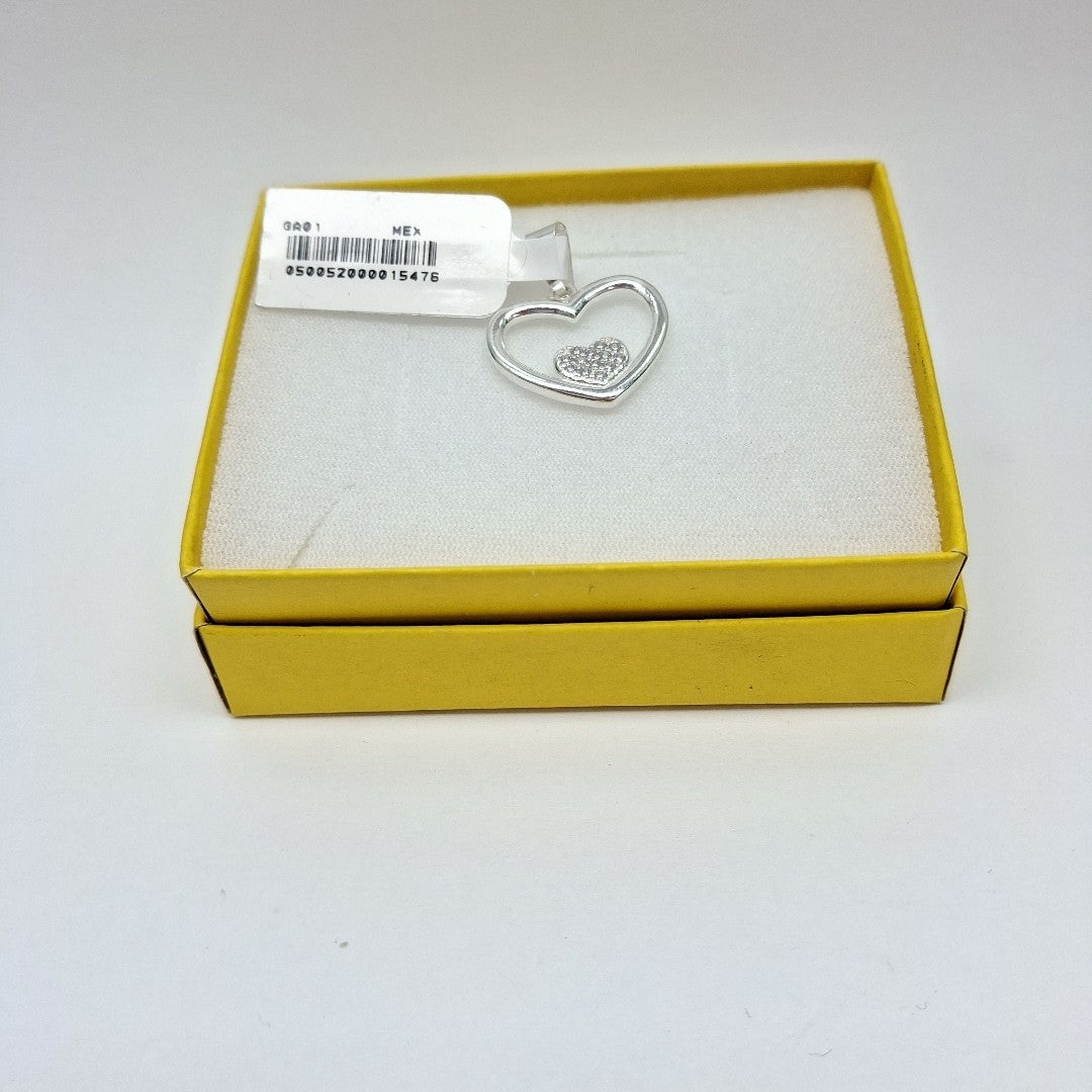 DIJE CORAZON C/CIRCONIAS PLATA .925 2.7 GR (NUEVO)
