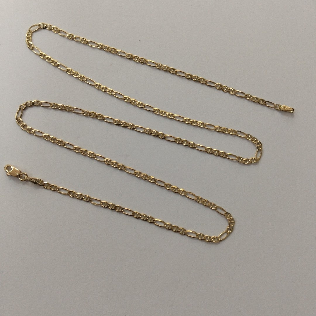 CADENAS TEJIDO FIGARO GUCHI ORO 10K 55 CM 5 GR (NUEVO)