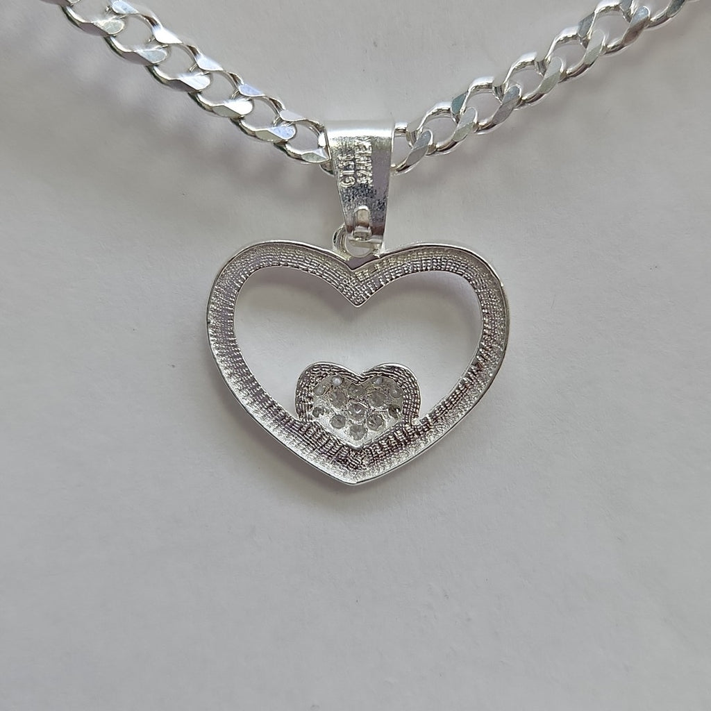DIJE CORAZON C/CIRCONIAS PLATA .925 2.6 GR (NUEVO)