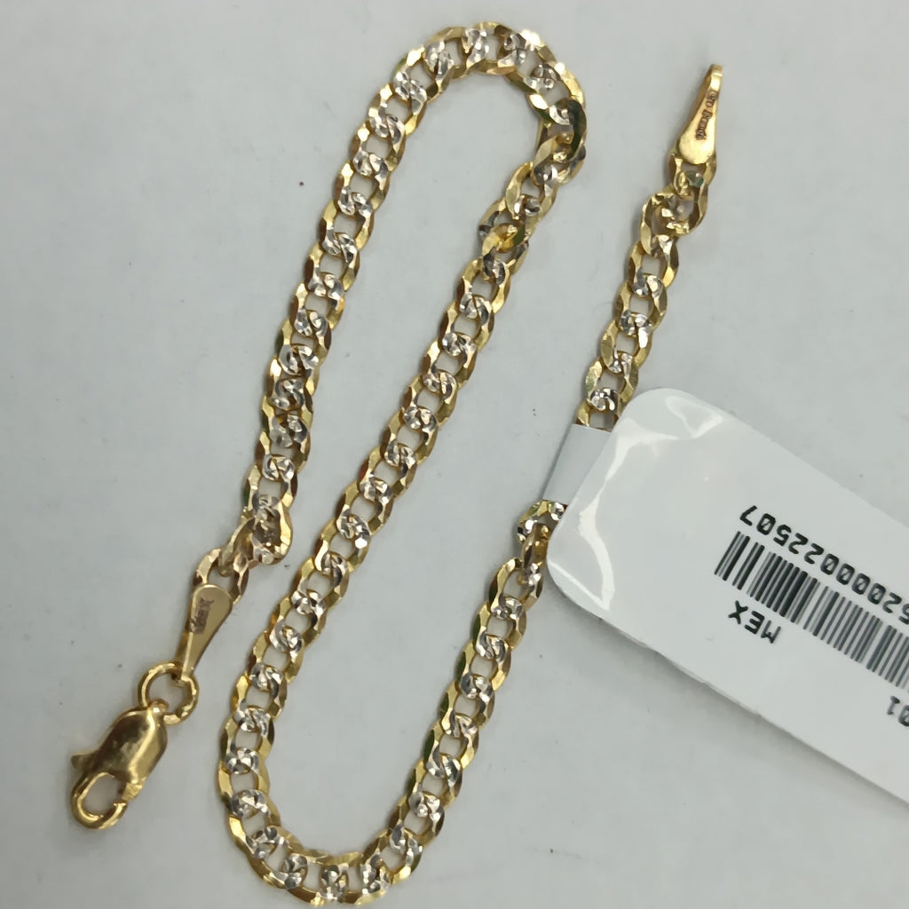 PULSERAS TEJIDO BARBADA DIAMANTADA ORO 14K 18 CM 3.2 GR (NUEVO)
