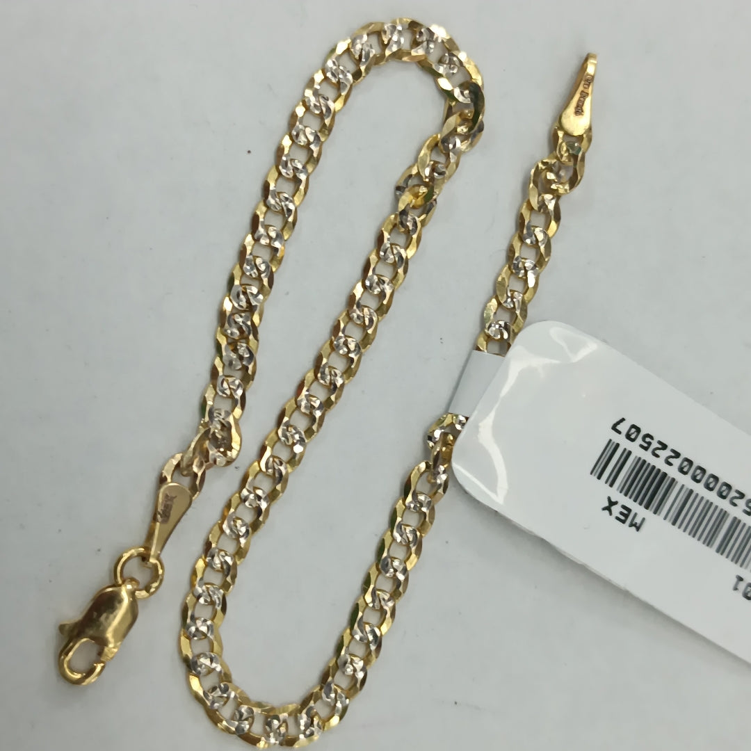 PULSERAS TEJIDO BARBADA DIAMANTADA ORO 14K 18 CM 3.2 GR (NUEVO)