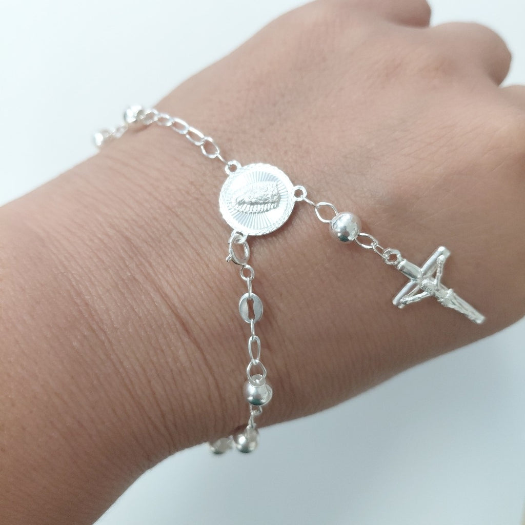 PULSERA TIPO ROSARIO PLATA .925 18 CM 4.22 GR (NUEVO)
