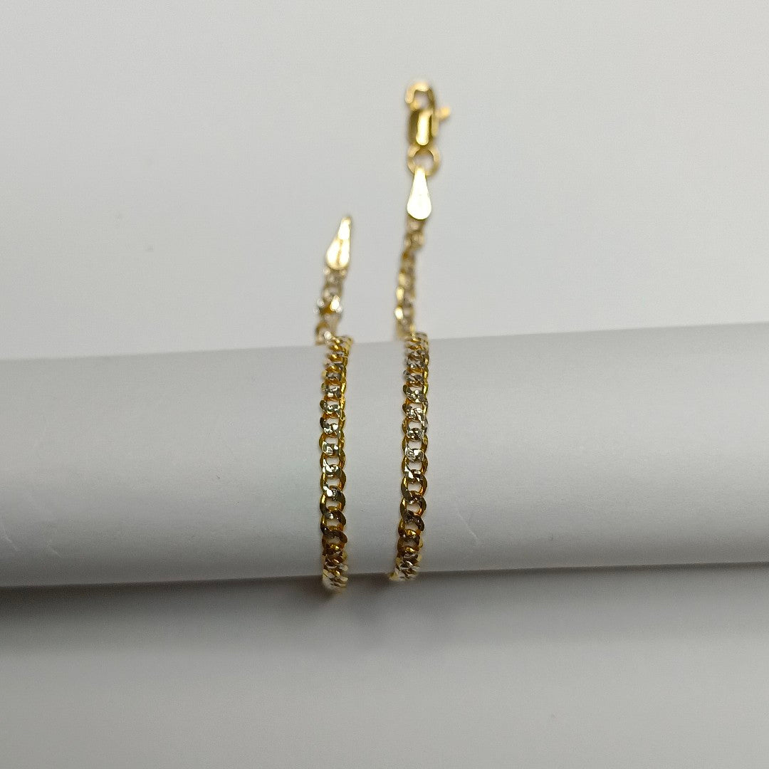 PULSERAS BARBADA DIAMANTADA ORO 14K 18 CM 2.5 GR (NUEVO)