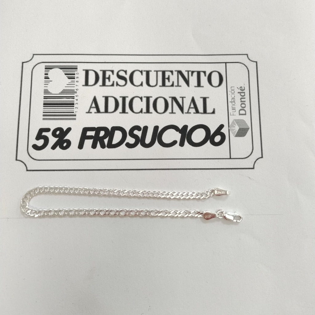 PULSERA DOBLE ESLABON PLATA .925 18 CM 3.63 GR (NUEVO)