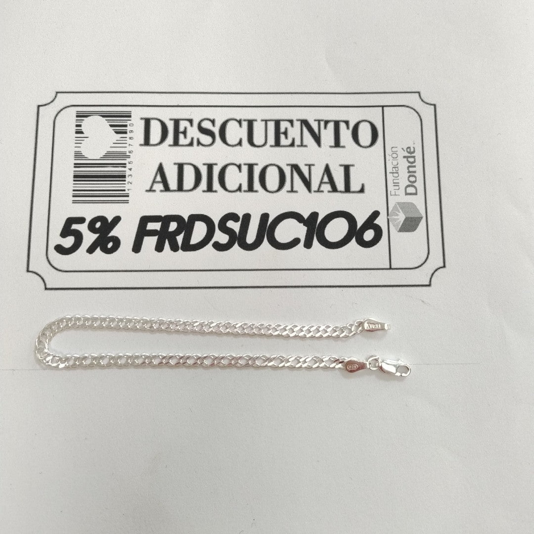 PULSERA DOBLE ESLABON PLATA .925 18 CM 3.63 GR (NUEVO)