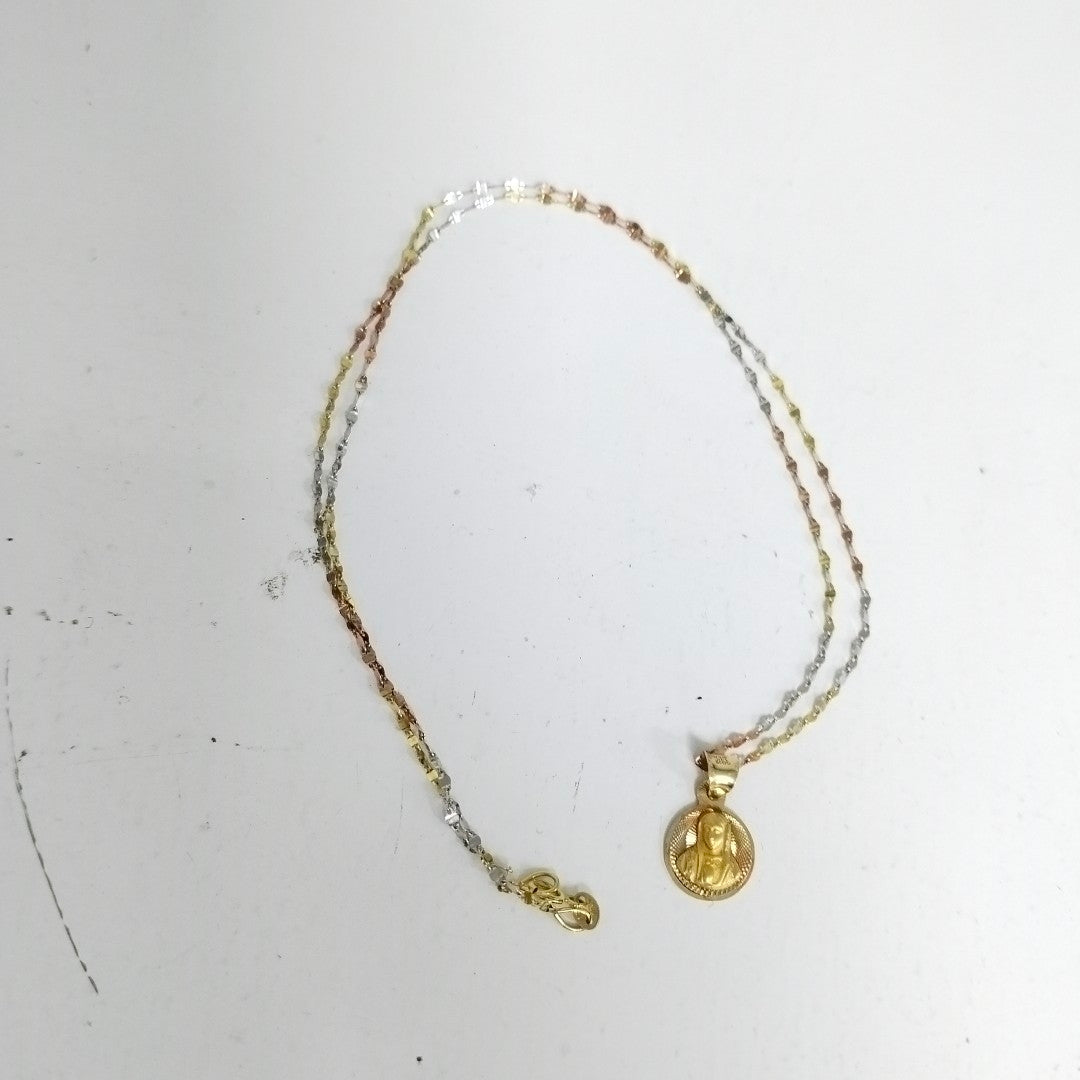 CADENA,MEDALLA RELIGIOSA ORO 14 K 1,60 GRMS (SEMINUEVO)