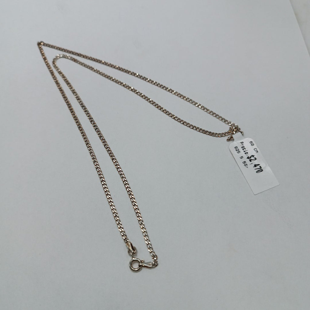 CADENA TEJIDO BARBADO PLATA .925 60 CM 5.5 GR (NUEVO)