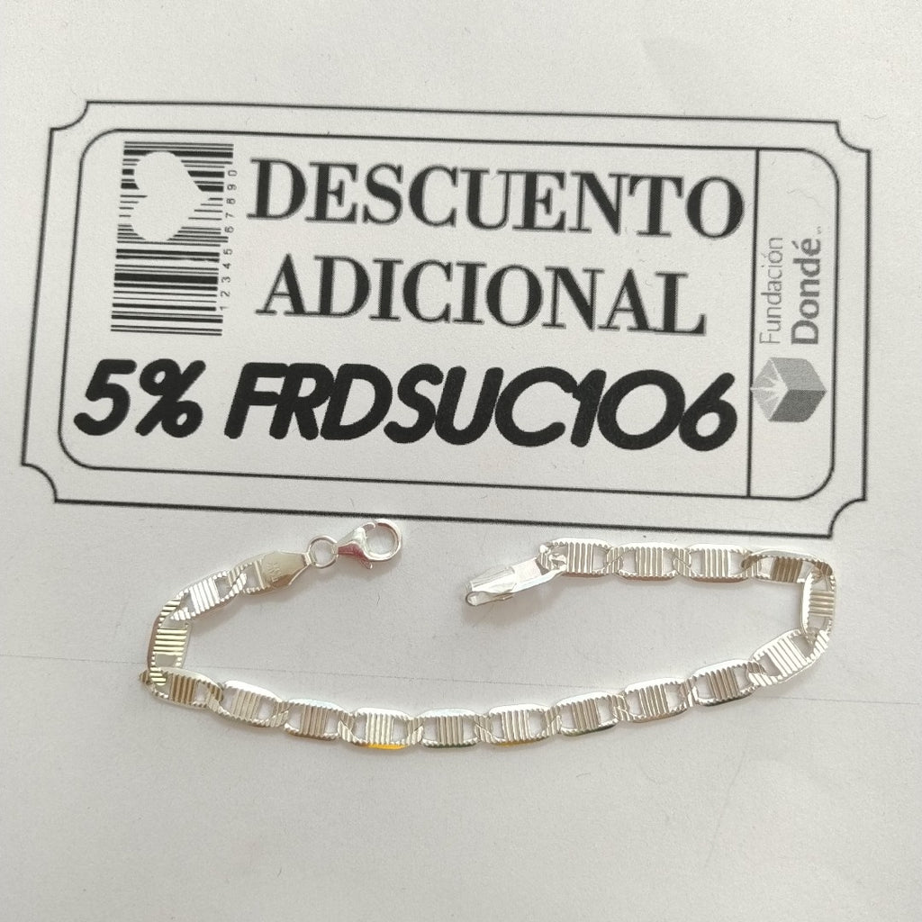 PULSERA TEJIDO ESPEJO PLATA .925 21 CM 7.5 GR (NUEVO)
