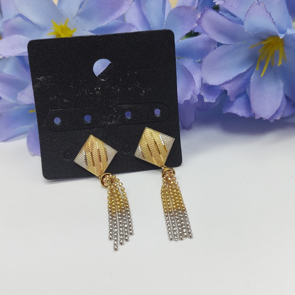 ARETES PAR ORO COMBINADO 14 K 3,10 GRMS (SEMINUEVO)