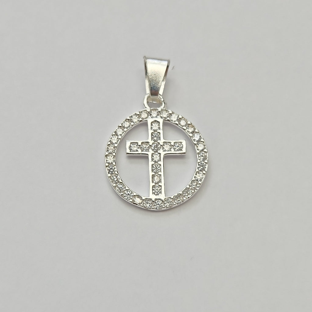 DIJE CRUZ C/CIRCONIAS PLATA .925 2.3 GR (NUEVO)