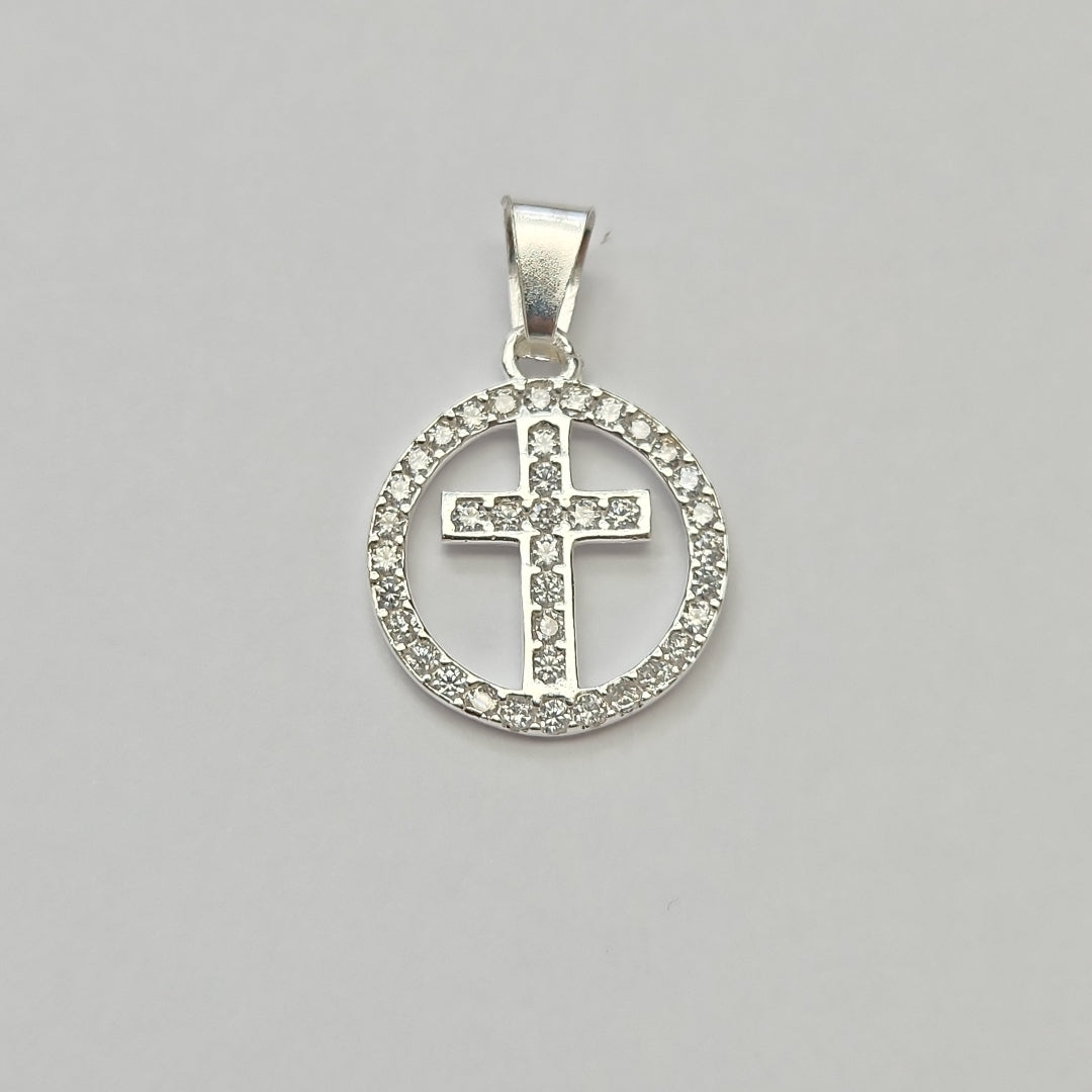 DIJE CRUZ C/CIRCONIAS PLATA .925 2.3 GR (NUEVO)