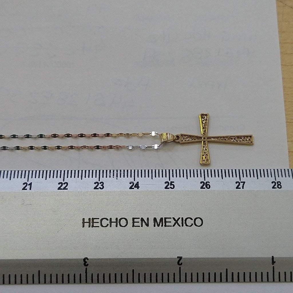 CADENA, CRUZ ORO, ORO COMBINADO 10 K 1.4 GRMS (SEMINUEVO)