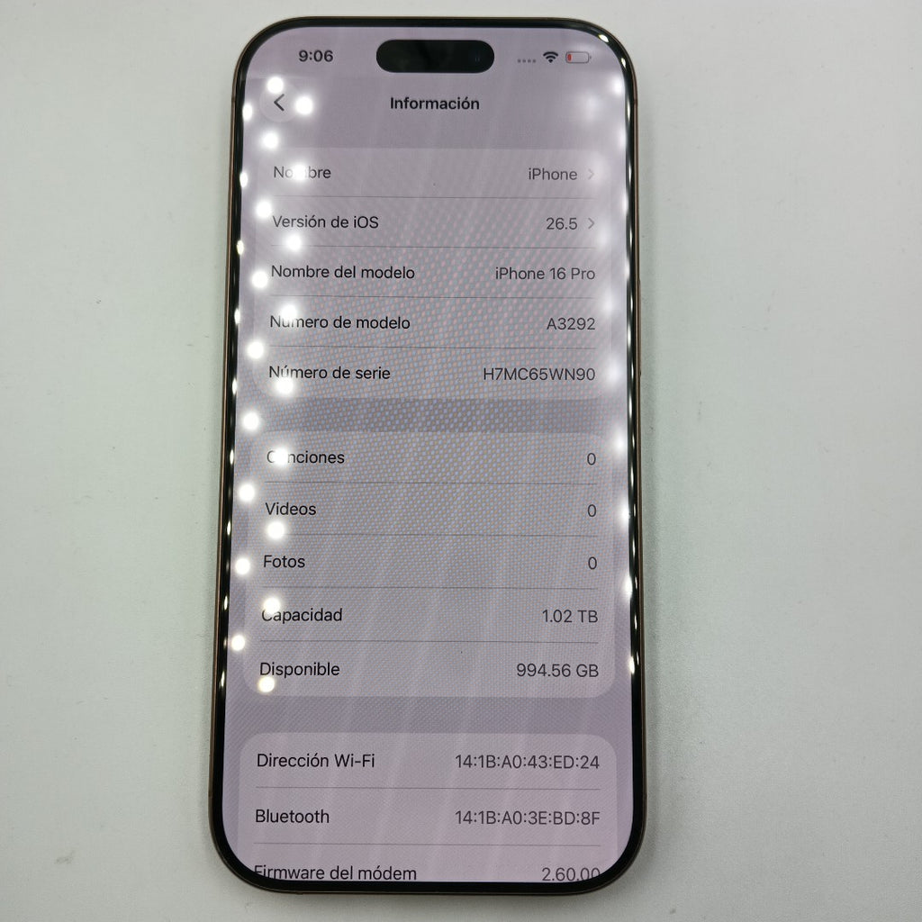 CELULAR APPLE IPHONE 16 PRO A3292 (2024) 1 TB 8 GB RAM (SEMINUEVO)