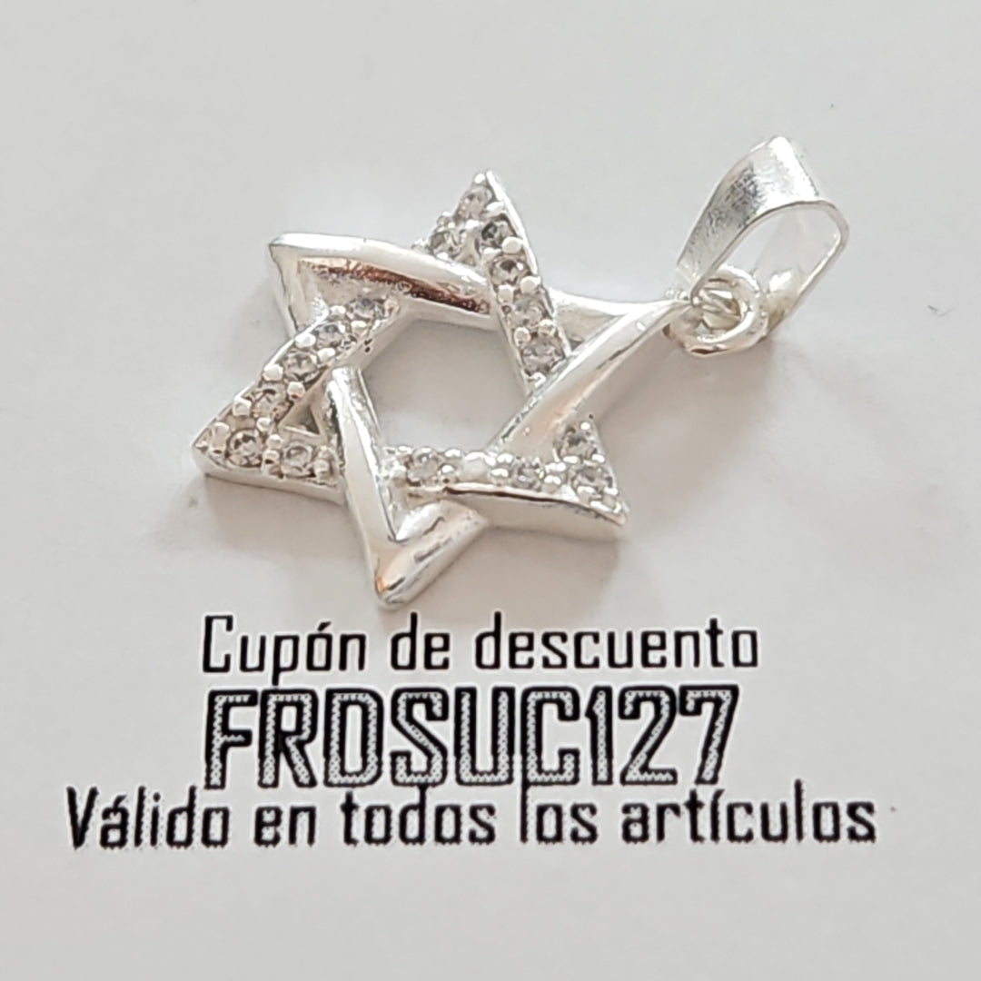 DIJE ESTRELLA DE DAVID C/CIRCONIAS PLATA .925 2.6 GR (NUEVO)